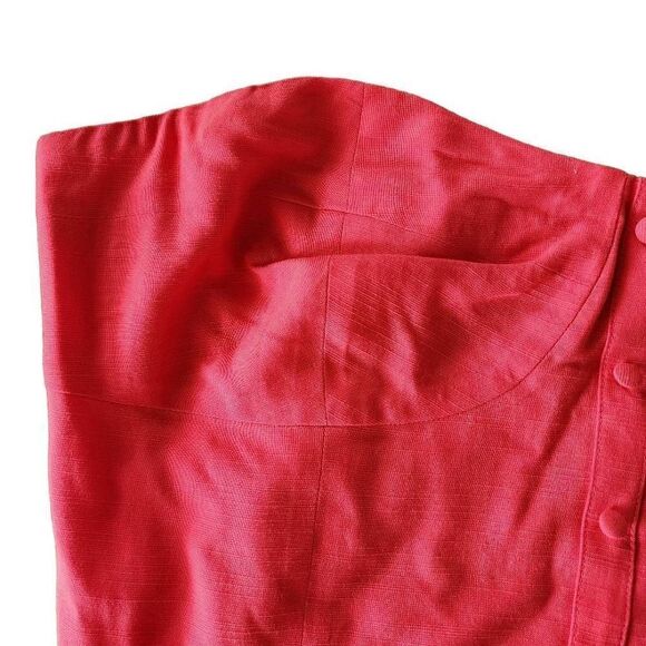 Bar III Strapless Bustier Top XL Pink Button Front Crop Style - Picture 4 of 8